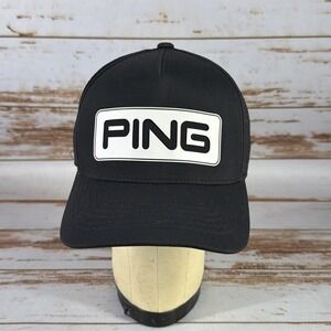 PING 110 Flex Fit Tech Mens Golf Hat Snapback Cap Black Lightweight Adjustable